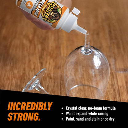 Gorilla - Pegamento transparente, botella de 3.1 onzas (paquete de 2) - Transparente, todo uso y resistente al agua