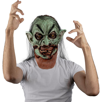 Ghoulish Productions Máscara De Látex Cracked Witch, Accesorio Látex Cosplay Bruja Demonio, Disfraz Aterrador para Halloween y Fiestas Temáticas, Cosplay Bruja Verde Poseída, Diseño Artesanal