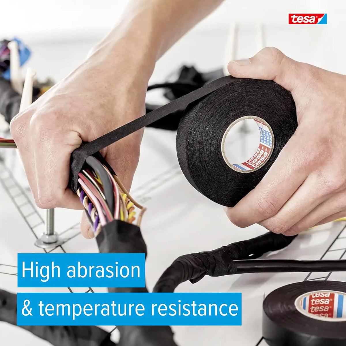 Tesa Cinta Para Cableado Motor Compartimento 50126 | Negro, 1 pieza, resistencia alta temperatura 150°C/3000h, alta resistencia abrasión