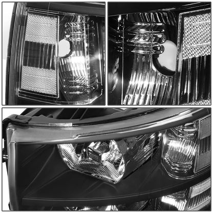 DNA Motoring Par de Faros Delanteros Negros HL-OH-CSIL07-BK-CL1 para Silverado 07-13