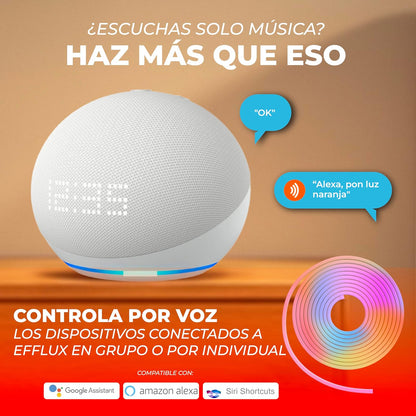 Tecnolite Connect - Tira LED Neón Inteligente WiFi 5 metros, 60 W Luz RGB + Blanca, IP65, Compatible con App móvil y Alexa. Google, Siri, Lámpara Interior