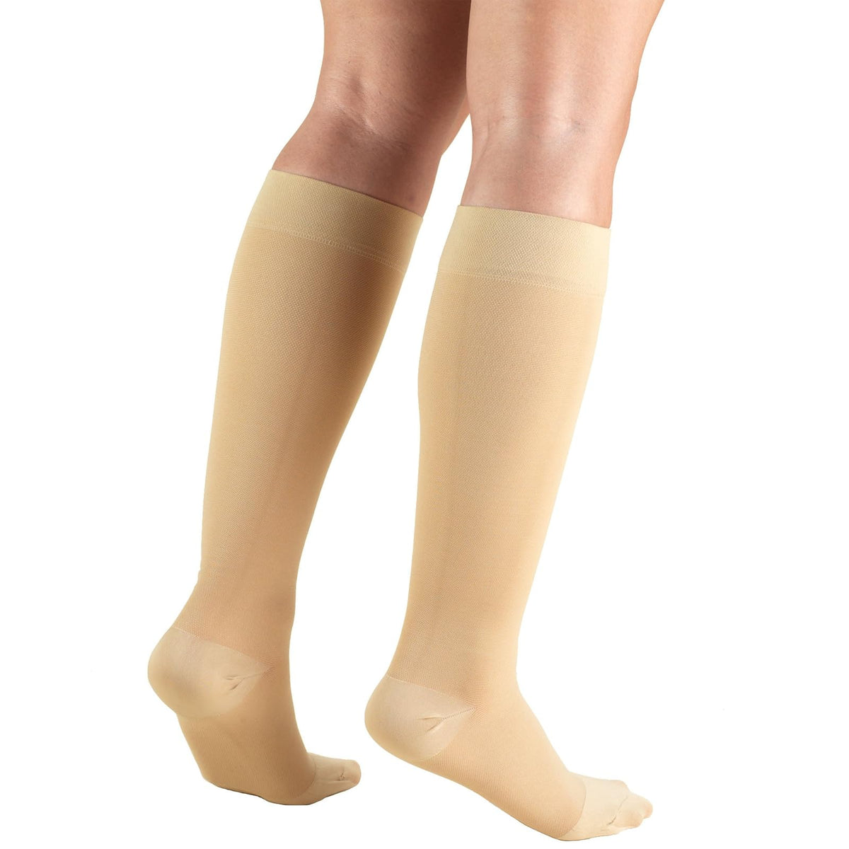 Truform Short Length, 30-40 Mmhg Compression Stockings For Men And Women, Reduced Closed Toe Beige, Medical Support Hose Unisex Adult, Large Short Length