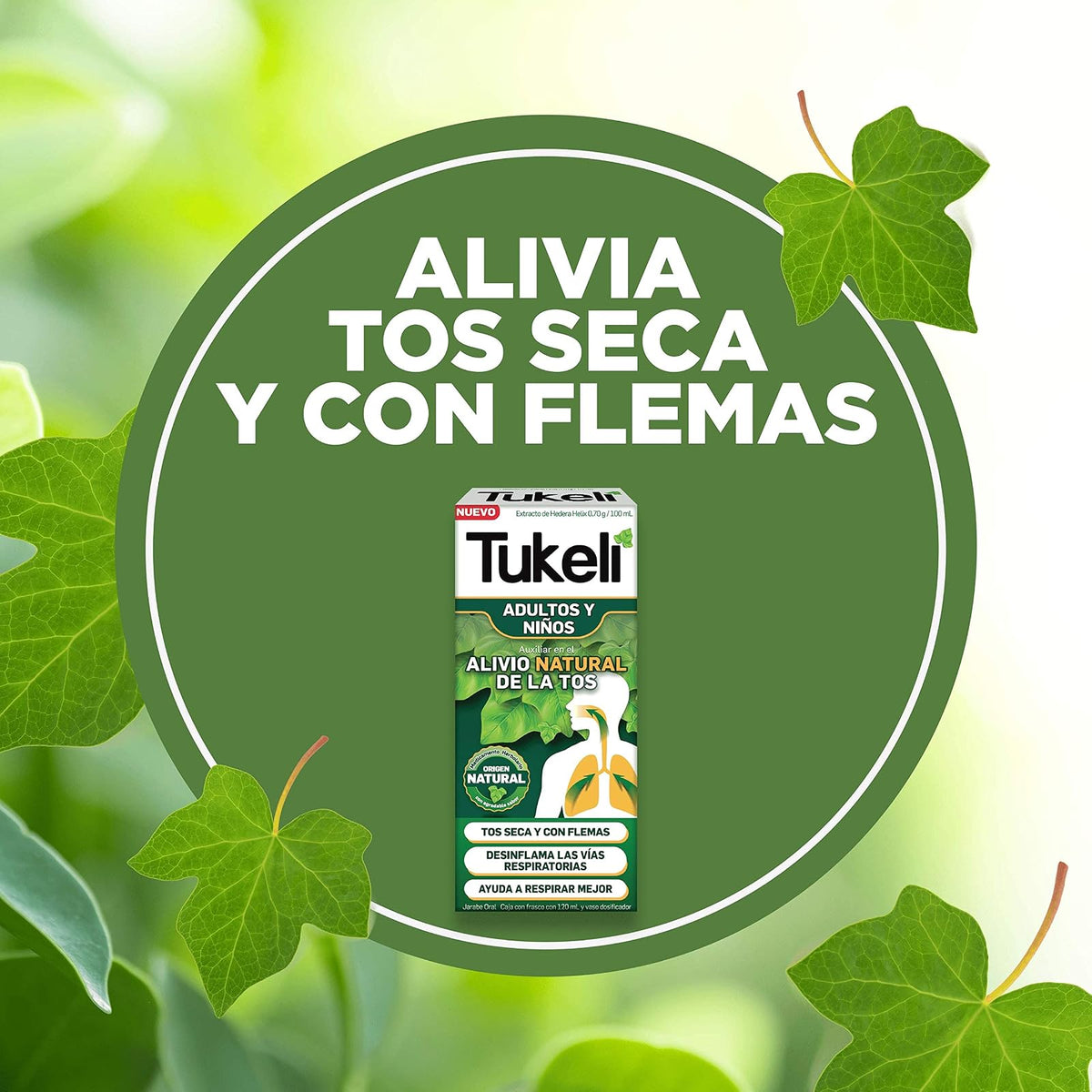 TUKELI Jarabe para la tos, Activos 100% de origen natural, medicamento herbolario para tos seca y tos con flemas, Frasco con 120ml