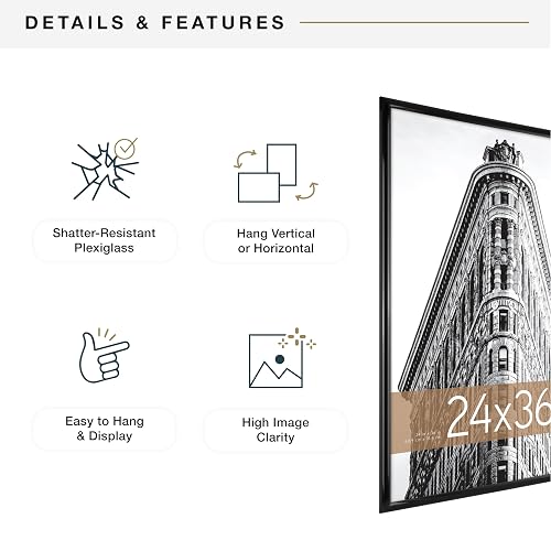 MCS 65549 Trendsetter Poster Frame, 24 by 36-Inch, Black | Trendsetter - Marco de póster para fotos e impresiones artísticas, cuelga vertical u horizontal, 24 x 36 pulgadas