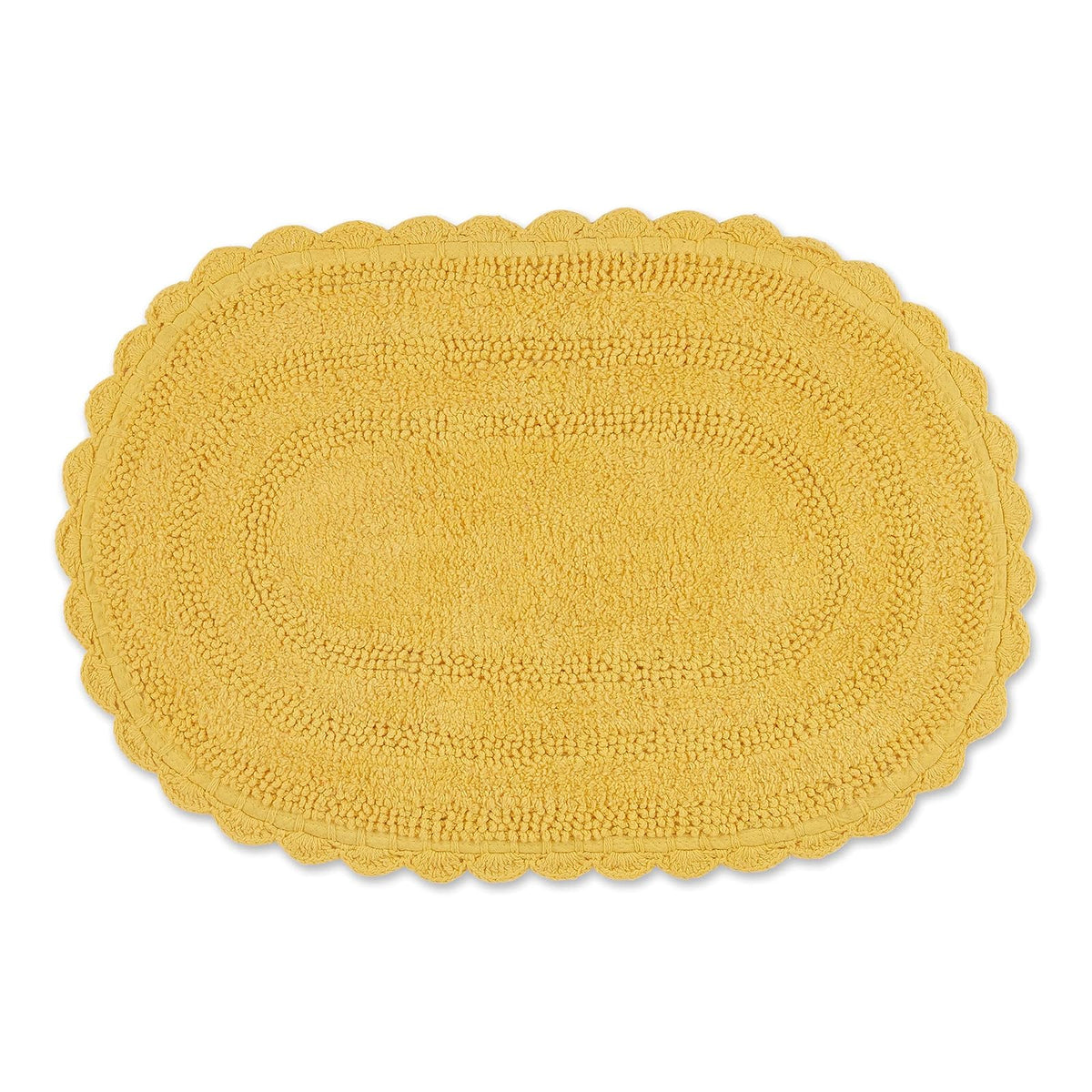 DII Ultra Soft Spa Cotton Crochet Oval Bath Mat or Rug Place in Front of Shower, Vanity, Bath Tub, Sink, and Toilet, 21 x 34" - White - 2' x 1'9" (Oval) - Amarillo