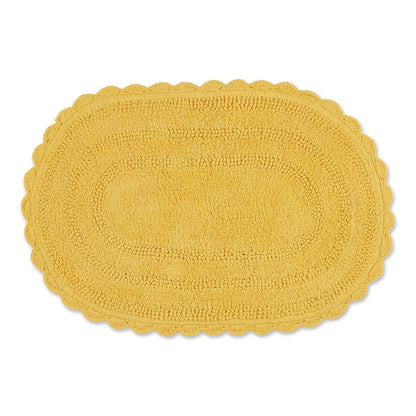 DII Ultra Soft Spa Cotton Crochet Oval Bath Mat or Rug Place in Front of Shower, Vanity, Bath Tub, Sink, and Toilet, 21 x 34" - White - 2' x 1'9" (Oval) - Amarillo