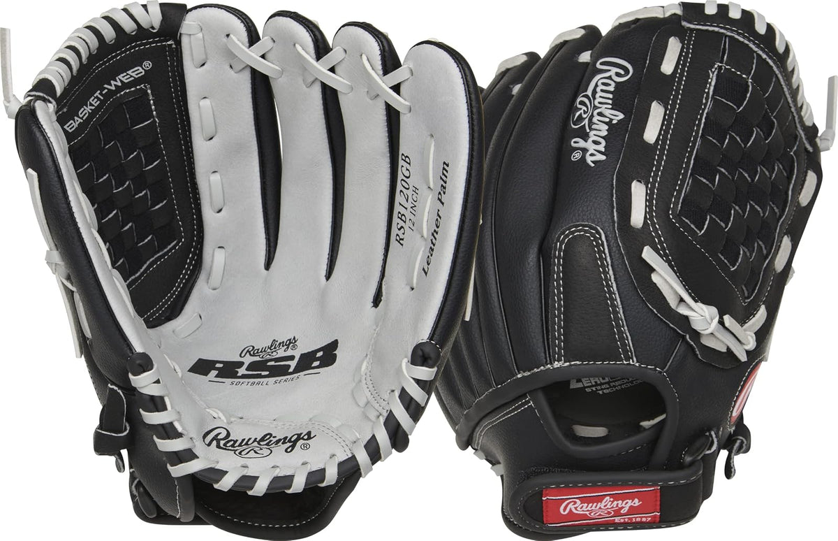 Rawlings RSB Guante de Softbol para Adultos - 12" - Negro - Gris