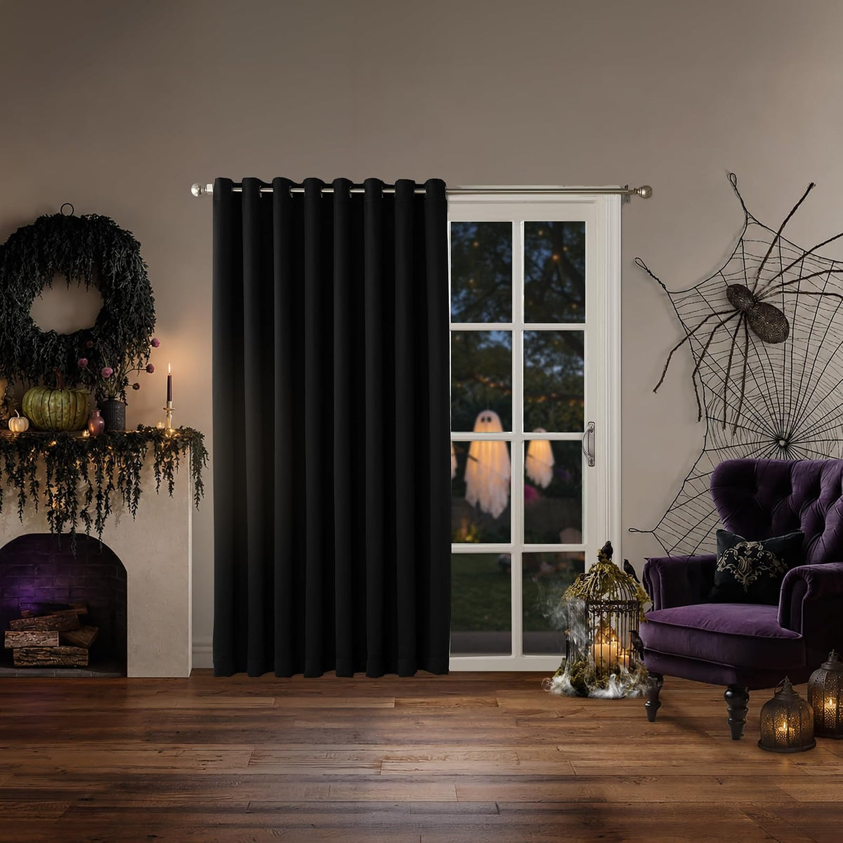 Sun Zero Easton - Cortina Opaca con Ojales, Panel Individual - Negro - 84An x 100Al cm (1 Paneles)