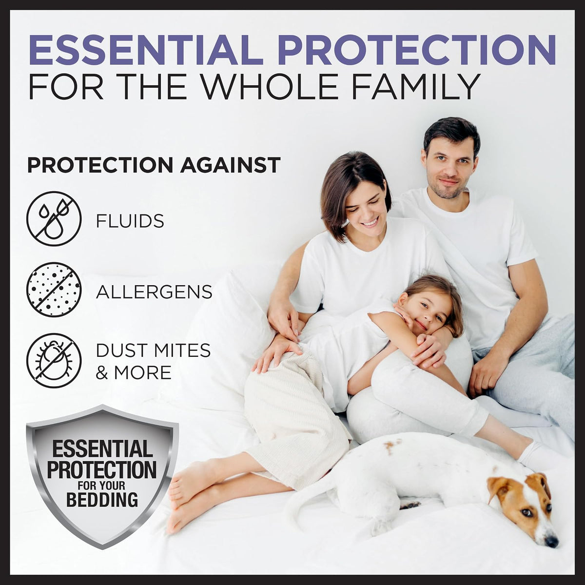 Protect-A-Bed - Colchón Esencial Queen, 100% Impermeable, Barrera contra ácaros, Transpirable y silenciosa, antimicrobiana, se Adapta a colchones de 11 a 18 Pulgadas