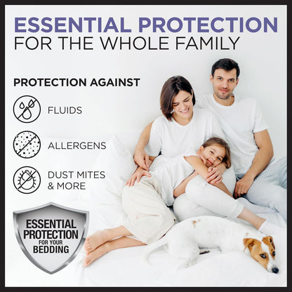 Protect-A-Bed Essential - Protector de colchón Completo, Resistente a los ácaros del Polvo, silencioso y Resistente al Olor, 100% Impermeable, Lavable a máquina, se Adapta a colchones de 11 a 18
