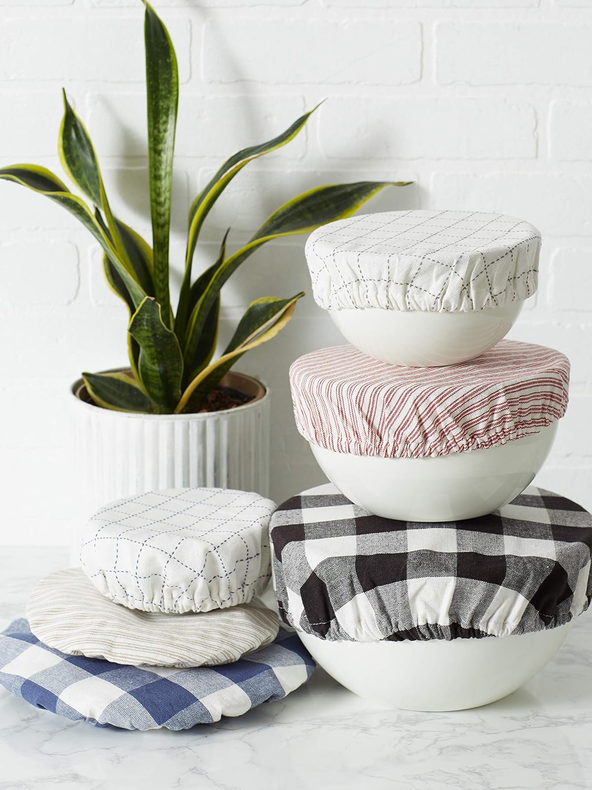 DII Farmhouse Basic Kitchen Collection - Juego de fundas tejidas para cuencos, piedra, 3 piezas