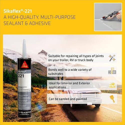 Sika - Adhesivo/Sellador de Poliuretano - Sikaflex 221 - Fácil de aplicar en una gran variedad de superficies como metal, madera y plástico - Resistente a la interperie - Negro - Cartucho 300 ml