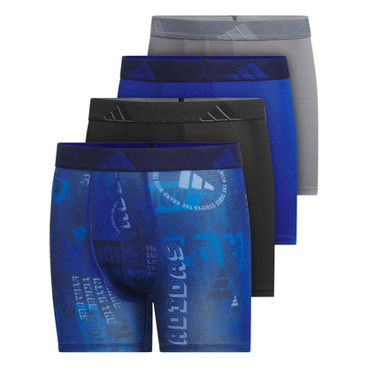 Adidas Youth Microfiber Graphic 4-Pack Boxer Brief Calzoncillos Tipo Calzones Niños - G - Upscaled Mix Team Royal Blue-blue Fusion - Black - Team Royal Blue