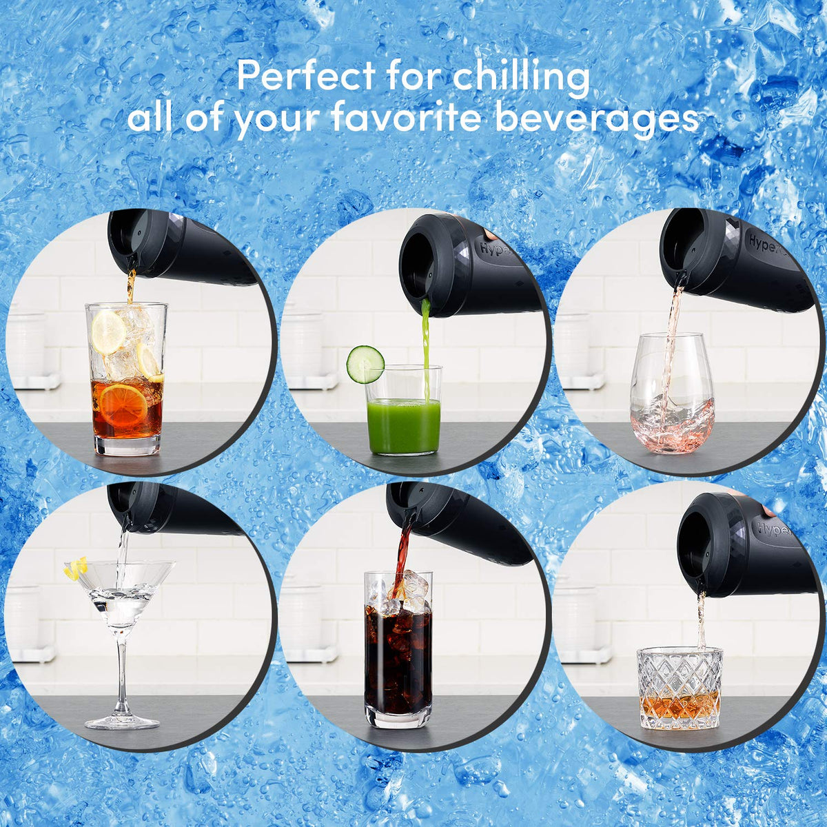 HyperChiller HC3 - Enfriador patentado para café helado/bebidas, nuevo, mejorado, más fuerte y más duradero Listo en un minuto, reutilizable para té helado, vino, licores, alcohol, jugo, 12 onzas,