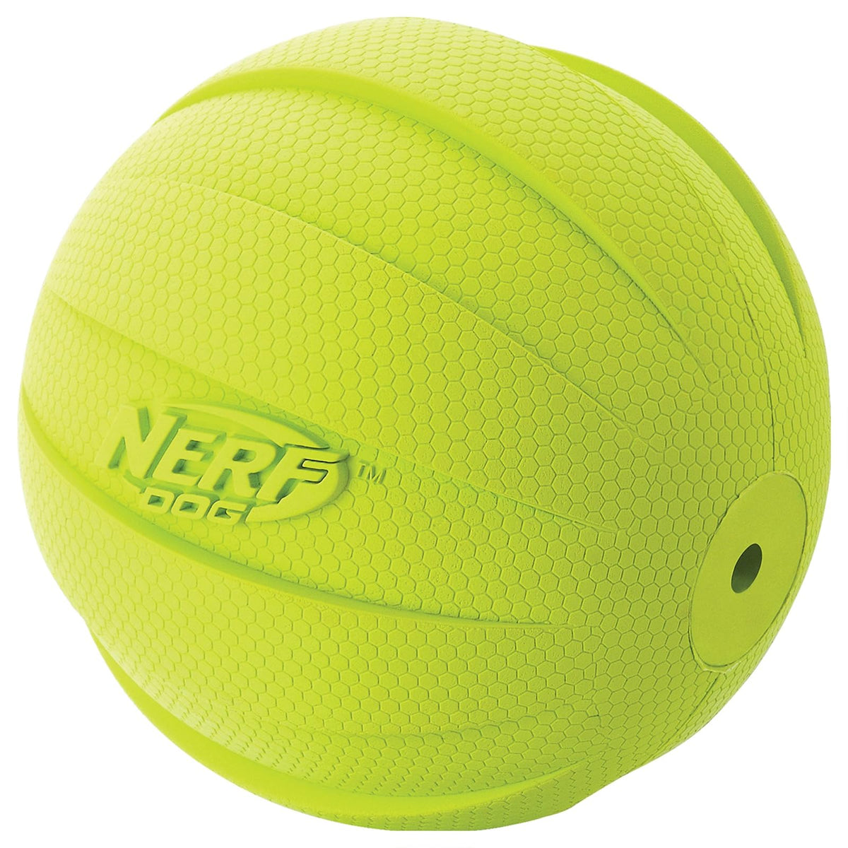 Nerf - Pelota de Goma para Perro con chirriador, Ligero, Duradero y Resistente al Agua, 4 Pulgadas de diámetro para Razas Medianas/Grandes, una Sola Unidad, Verde