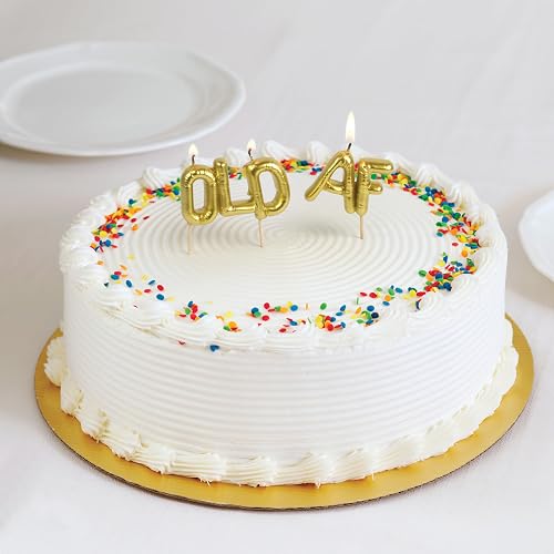 Fred Lighten UP - Velas de fiesta auténticas, AF antiguo, estilo globo dorado metálico, velas divertidas para celebraciones de jubilación y cumpleaños de hitos