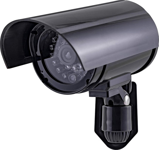 GE Decoy Security Bullet Camera with Flashing Red Light, Fake Surveillance, Realistic Looking, Outdoor Use, Black, 40661
