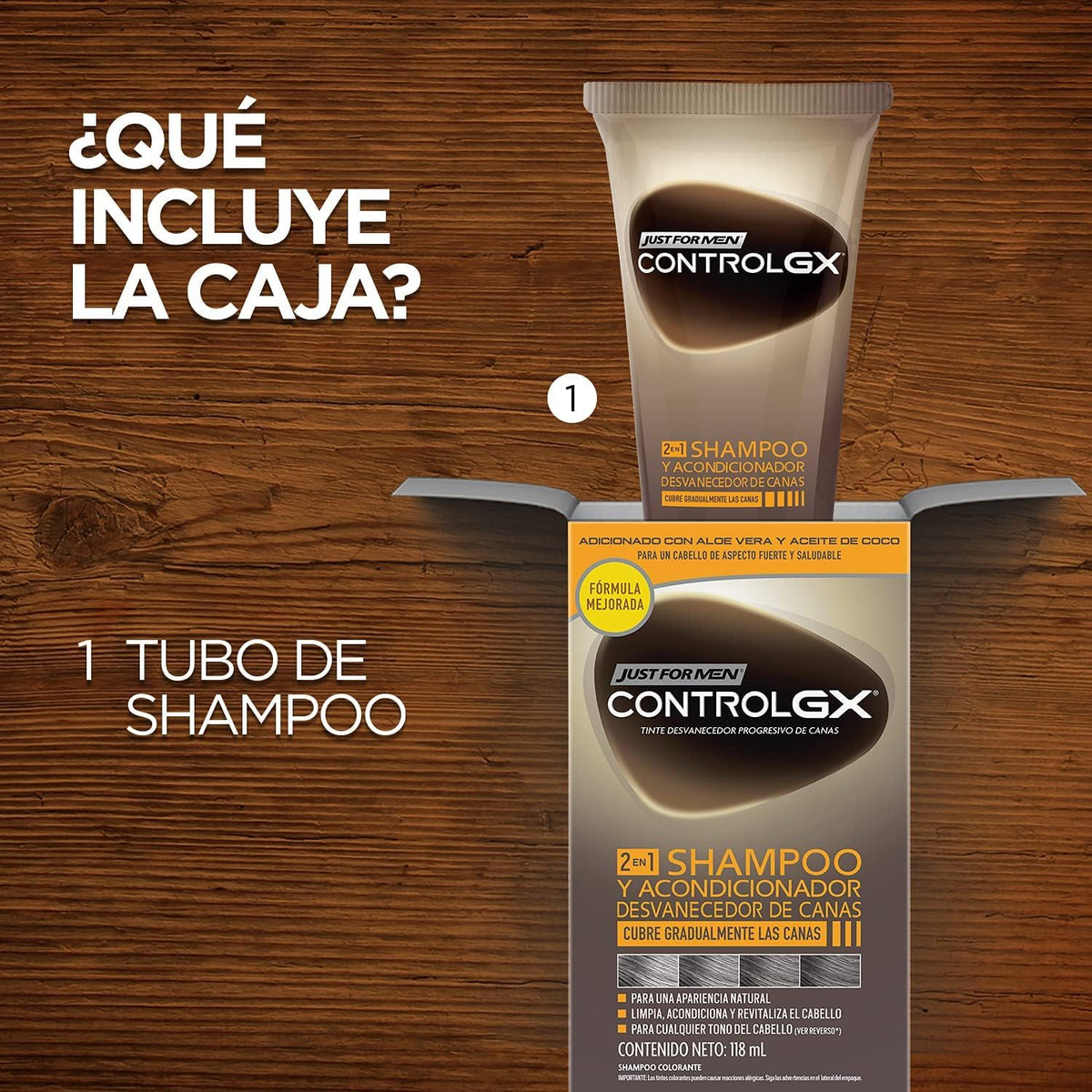 Just For Men Control GX Shampoo y Acondicionador Desvanecedor Canas, 118ml