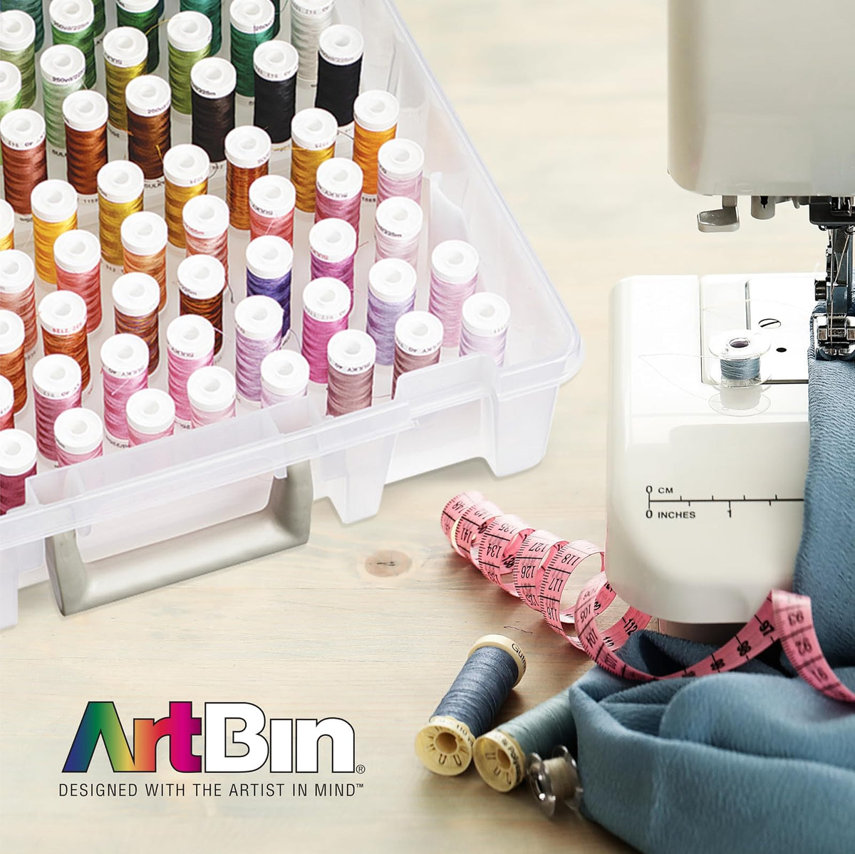 ArtBin Thread Box- Super Satchel Storage Container with Two Removable Trays for Thread spools, 9002AB