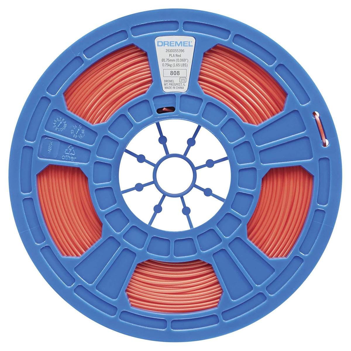 Dremel DigiLab PLA-RED-01 - Filamento para impresora 3D, 1,75 mm de diámetro, peso de carrete de 0,75 kg, color rojo, habilitado para RFID, nueva fórmula y 50% más por carrete