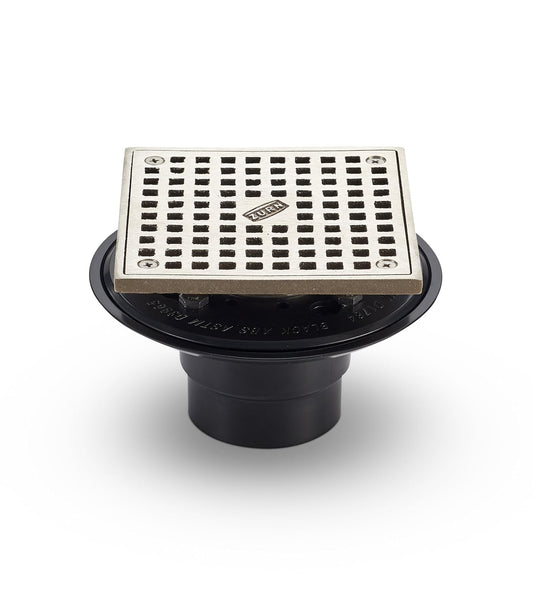 Zurn FD2254-AB2-S5 ABS Square Shower Drain with 5" Square Nickel Head Assembly, 2"