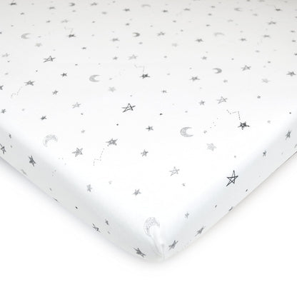 TL Care - Paquete de 2 sábanas Ajustables 100% algodón Natural y sábanas de Juego de 39 x 27 Pulgadas, Suaves y Transpirables, Paquete N Play Sábanas para niños y niñas