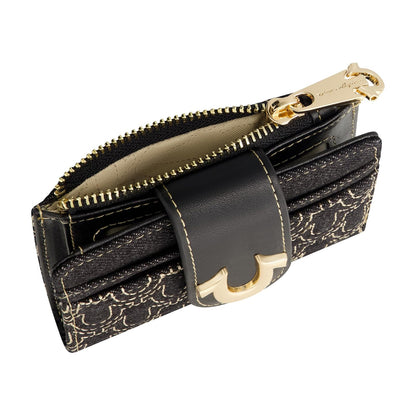 True Religion - Mini portafolios para mujer, logotipo de herradura, pequeño y compacto, negro, talla única, Negro -