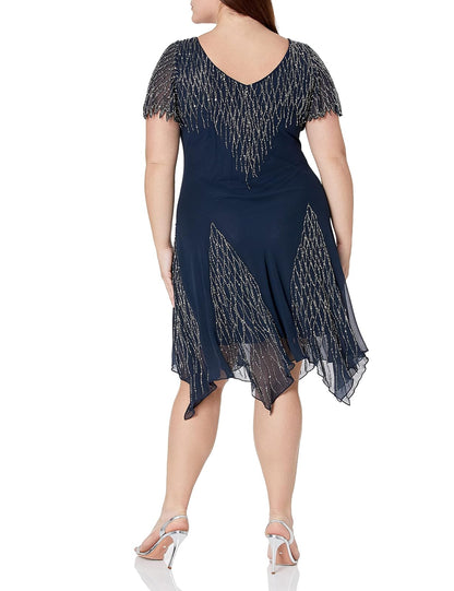J Kara Vestido Corto con Cuentas de Talla Grande Vestido para ocasión Especial Mujer