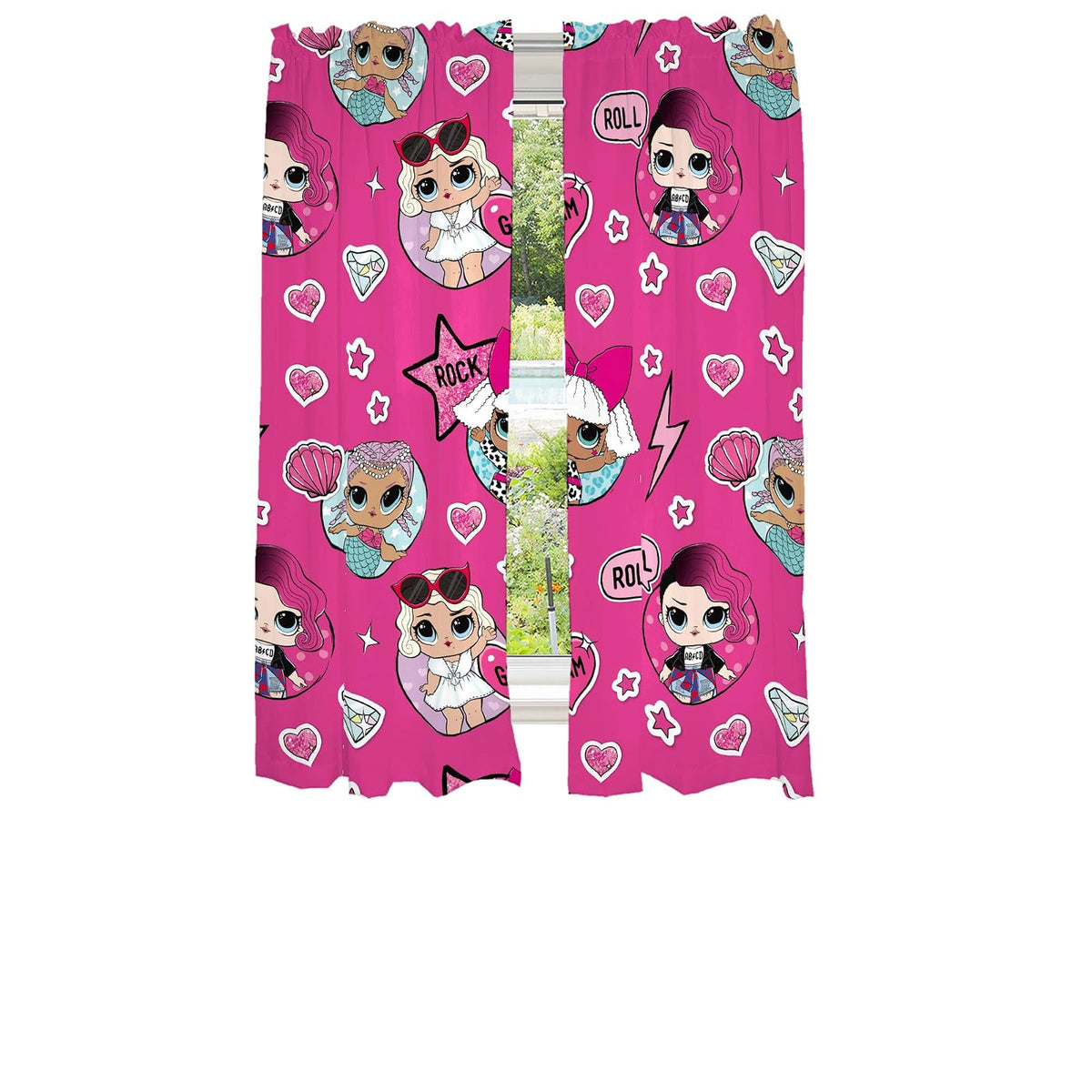 Franco Juego de Cortinas Infantiles con Personajes con Licencia - 160An x 208.3Al cm (1 Paneles) - Lol Surprise