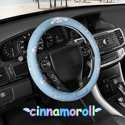 Carbella Sanrio Cinnamoroll Funda para Volante de Auto Ajuste Universal 14.5-15.5 in, Azul