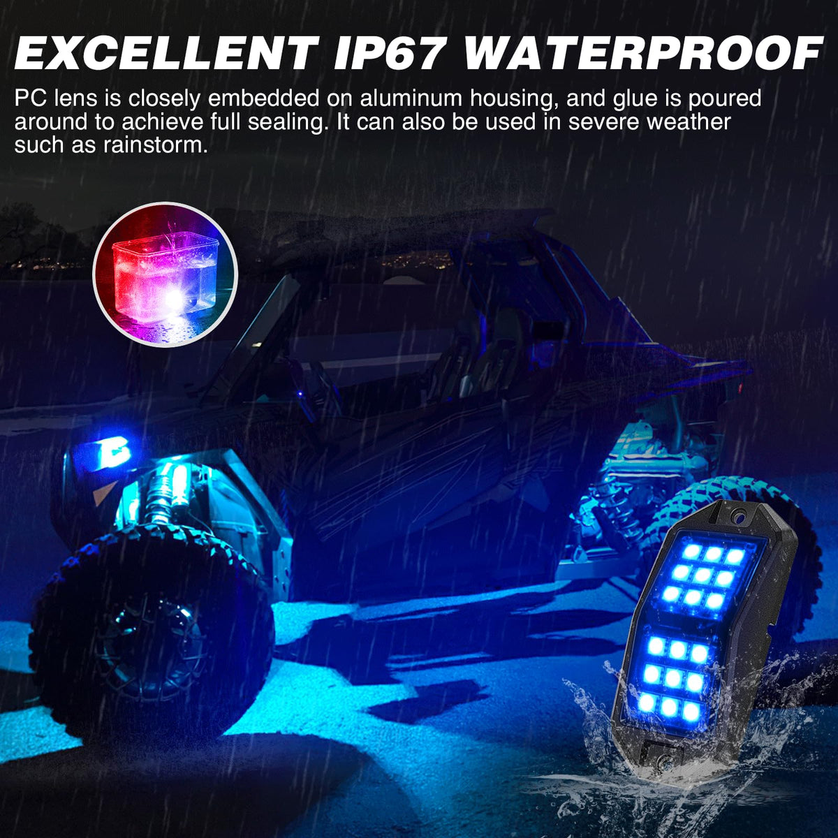 Nilight - Kit de 8 luces LED RGB de roca de 18 luces LED de gran angular con control remoto y aplicación Bluetooth, control dual, multimodos, subido, multicolores, para ATV, UTV, SUV, todoterreno