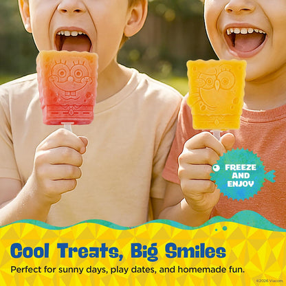 Nickelodeon - Moldes de silicona para paletas con tapa, compacto sin BPA, con Bob Esponja, moldes flexibles para helados y palos, aptos para lavaplatos, juego de 2 moldes para golosinas congeladas
