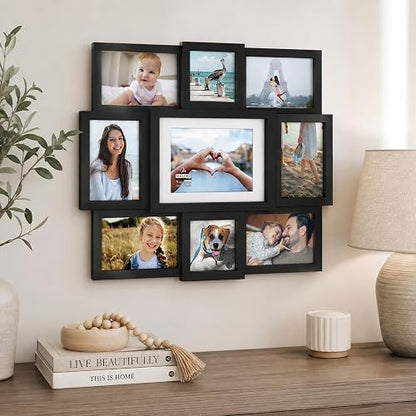 Malden Array Black Plastic 9-Opening Puzzle Collage Picture Frame