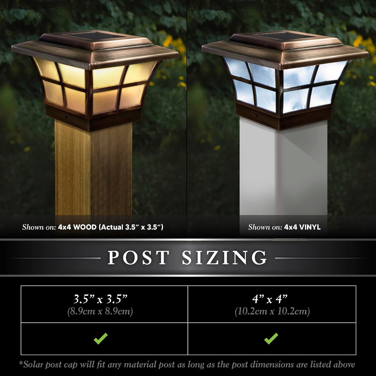 Classy Caps SL079C - Tapa de poste solar Prestige chapada, 4 x 4 pulgadas, cobre