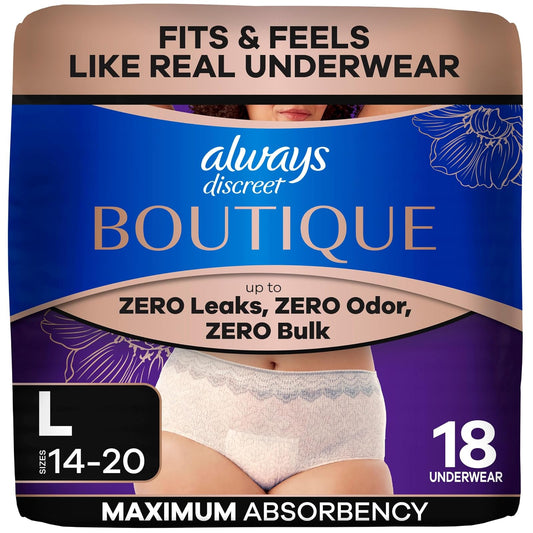 Always Discreet Boutique - Ropa interior para mujer, desechable, máxima protección, Peach versión antigua, Large