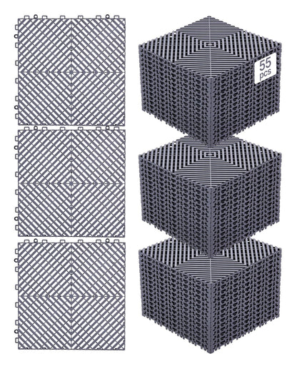 VEVOR Alfombrilla de Drenaje Entrelazada Antideslizante, 12 Piezas - Gris - 55 PCS