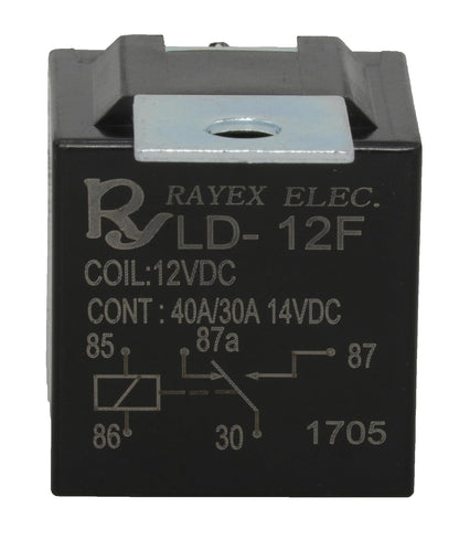 Rayex LD-12F-R Plastic Enclosed-Style Relay, Spdt, 12V, 40A, 87 Ohms Coil, 5 Pin, 1.10" width, 1.10" Length (Pack of 2)