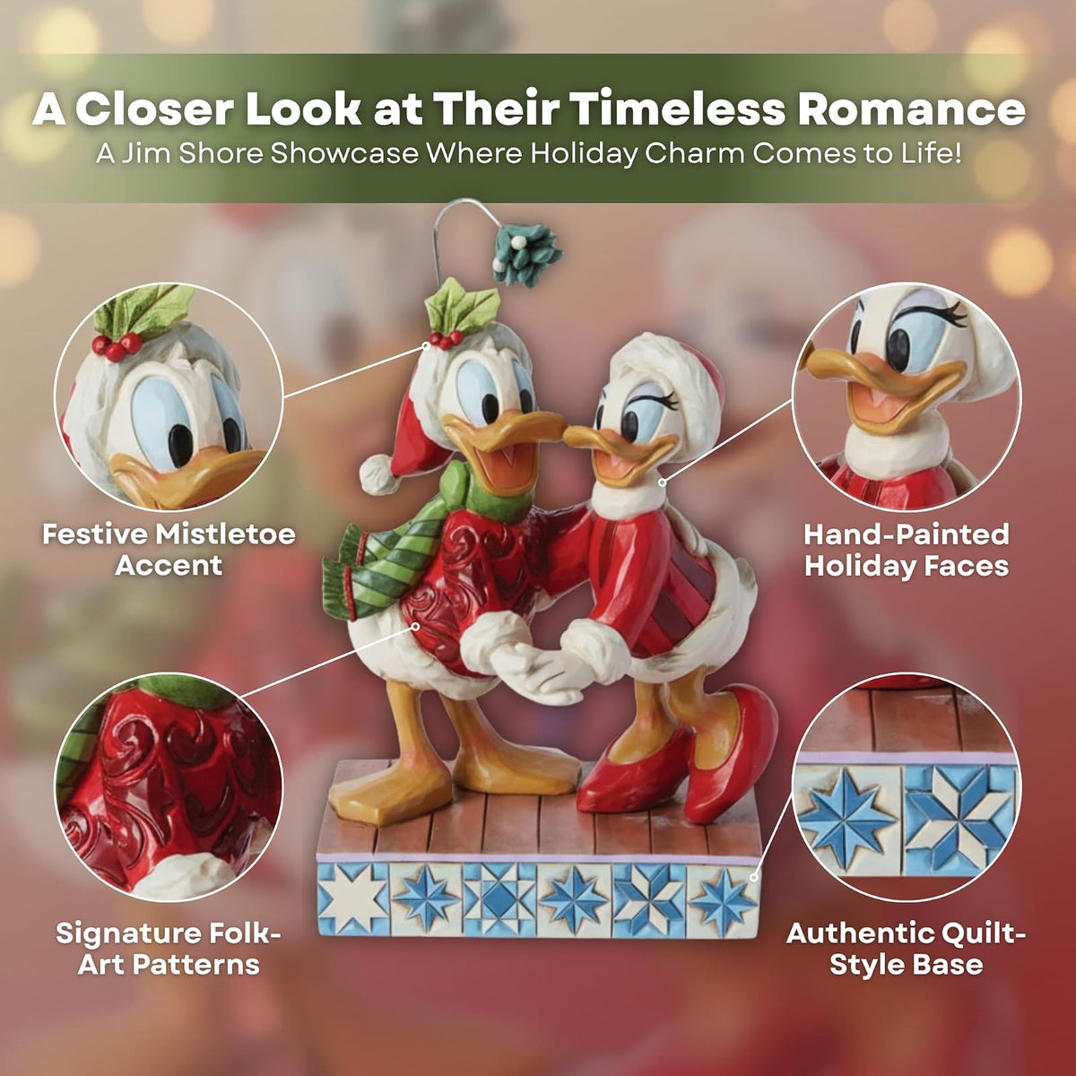 Enesco Disney Traditions Collection by Jim Shore Donald and Daisy Duck - Figura de muérdago de Resina de Piedra Pintada a Mano Coleccionable, Cifras de Disney para decoración del hogar, 6.13 Pulgadas