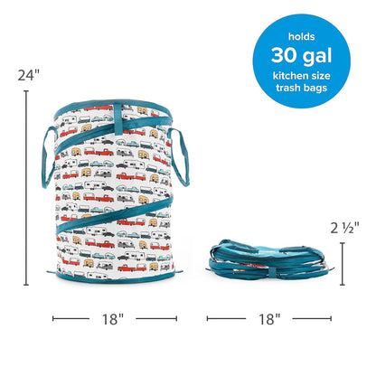 Camco Tear Resistant Pop Up Utility Container, Can Be Used as a Collapsible Storage or Toy Bin 18" x 24" Life Is Better at The Campsite RV Print Design - (42986)