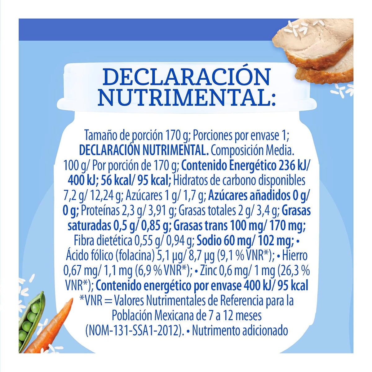 Gerber Papilla Comidita Casera Etapa 3 Pollo, Verduras y Arroz 170g Paquete 12