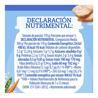 Gerber Papilla Comidita Casera Etapa 3 Pollo, Verduras y Arroz 170g Paquete 12