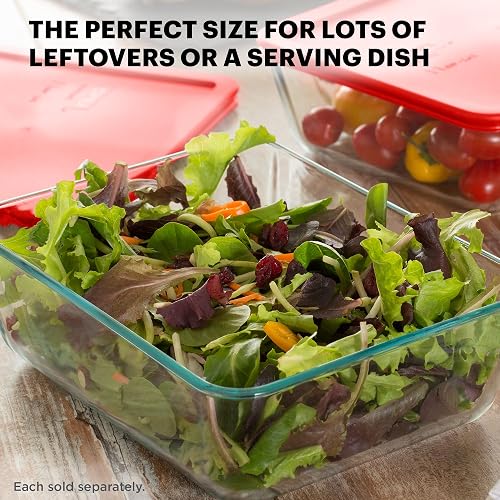 Pyrex Simply Store - Recipiente de vidrio para almacenamiento de alimentos, tapas de plástico no tóxico, sin BPA, congelador apto para lavaplatos, microondas, 11 tazas
