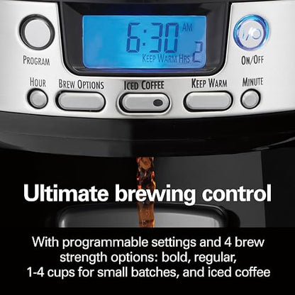 Cafetera Programable Hamilton Beach Capacidad de 12 Tazas Color Gris con Negro Modelo 47950
