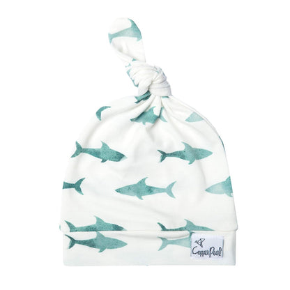 Copper Pearl Baby Beanie Hat Top Knot - Pacific - 0-12 Meses