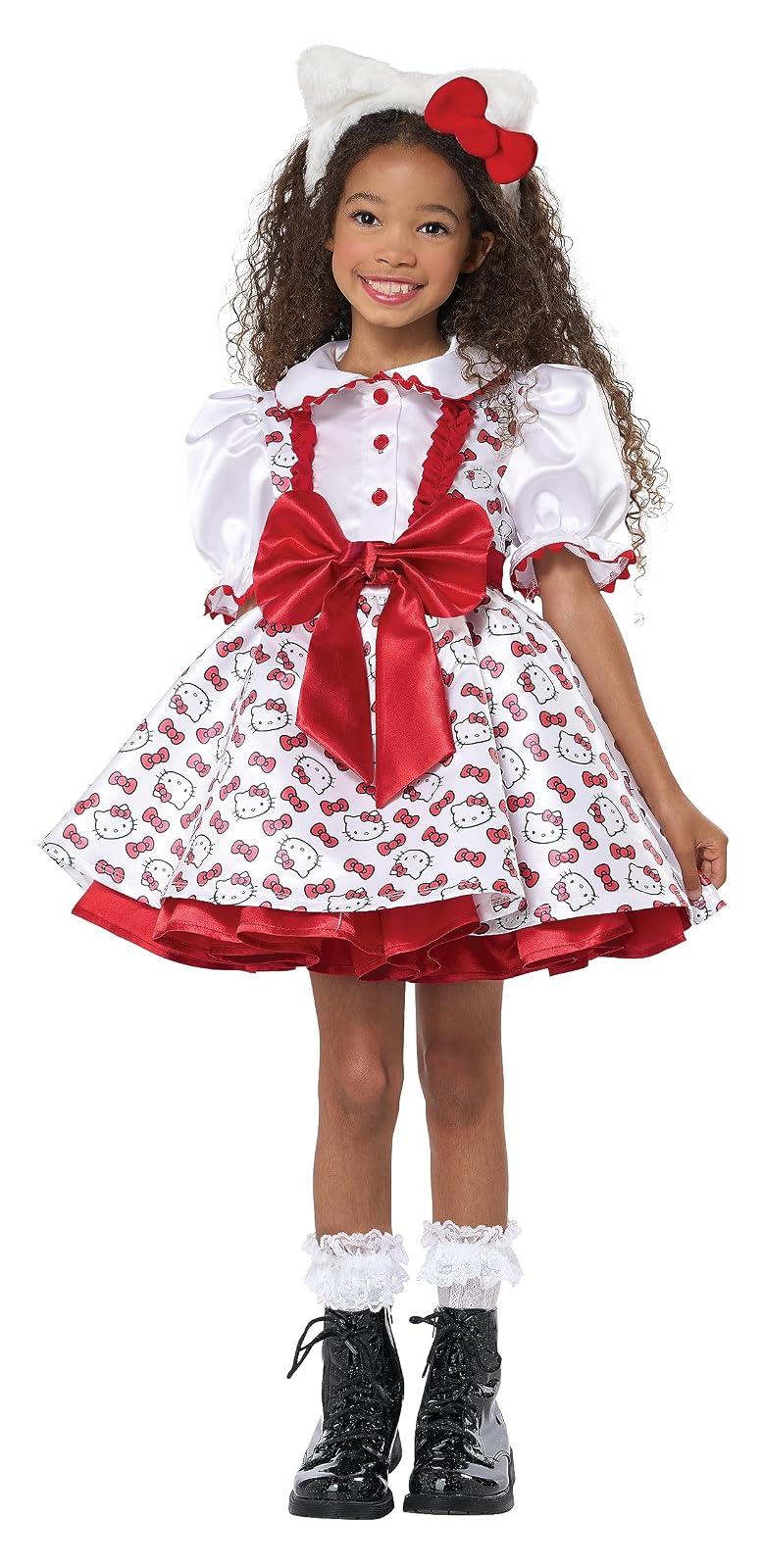 California Costumes Hello Kitty - Vestido de fiesta clásico, niño, mediano, blanco/rojo