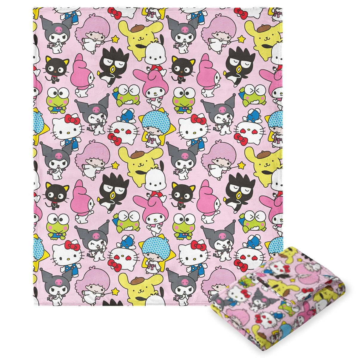 Northwest Hello Kitty Manta de Seda al Tacto, 46 x 60 Pulgadas - 50" x 70" - Rainbow Magic
