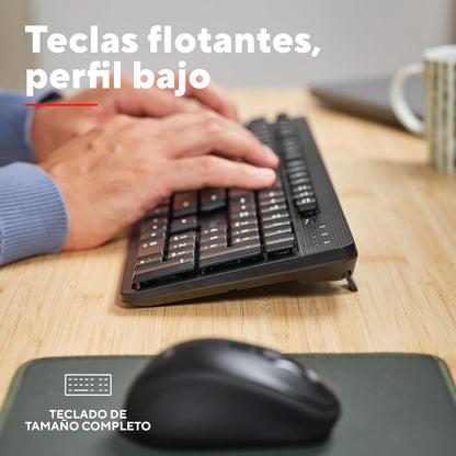 Trust ODY II Teclado Inalámbrico Silencioso QWERTY Español, Negro | Resistente a Derrames, Tamaño Completo, Receptor USB, Ideal para Oficina, Compatible con PC/Laptop/Windows/MacOS