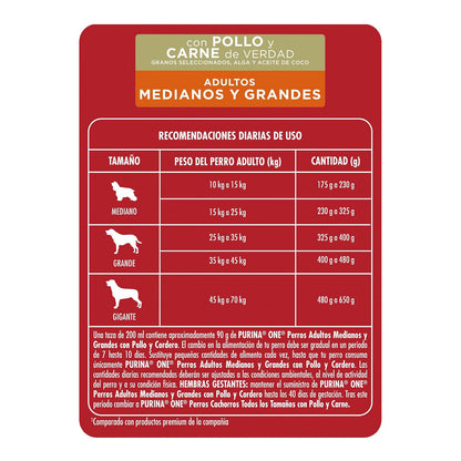 Purina One Adulto Raza Mediana y Grande Sabor Pollo y Carne 7Kg