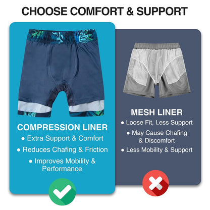 Kanu Surf Adventure Boys Swim Trunks with Compression Liner Quick Dry Stretch Boys Swimsuit Bañador para Hombre Niños