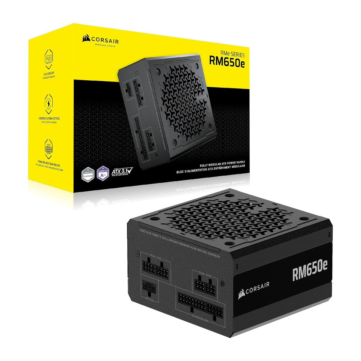Corsair RM650e (2025) Fuente de alimentación ATX Totalmente Modular de bajo Ruido con Cable de 12 V-2 x 6 – Cumple con ATX 3.1 y PCIe 5.1, Cybenetics Gold Efficience, Condensadores con clasificación
